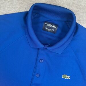 Lacoste Sport Polo Shirt Mens M FR 4 Ultra Dry Blue Short Sleeve Raglan Tennis